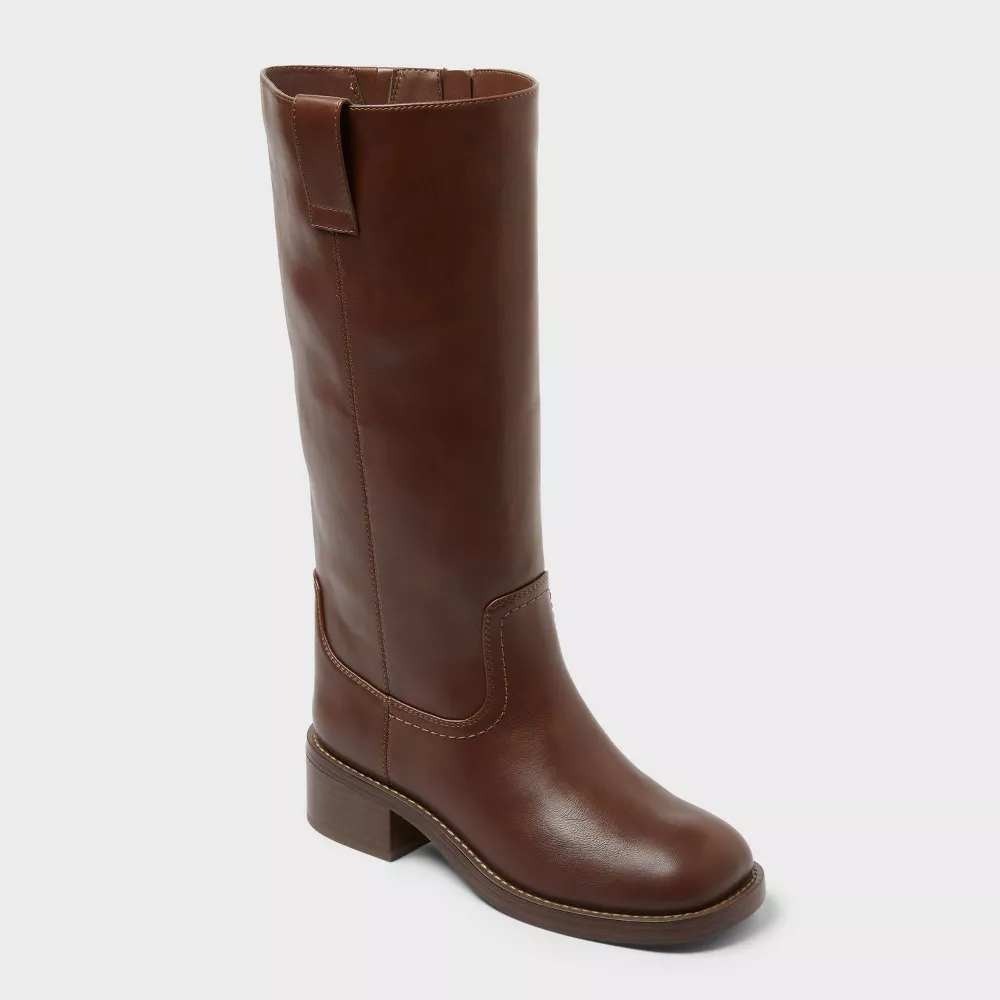 Universal Thread Mai Women Brown Mid Calf Block Heel Boots | Size 8 New